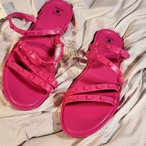 WATERPROOF 4 STRAP SQUARE DETAIL SLIDES SLIP ON SANDAL SHOE BEACH POOL GYM